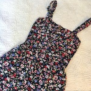 Button Front Floral Jumpsuit